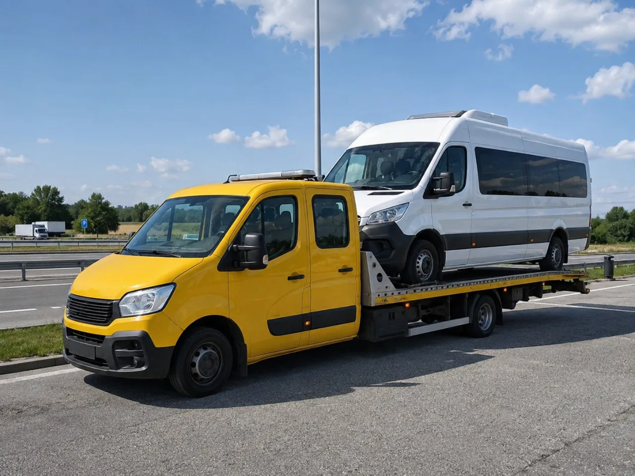 Bus na lawecie zabrany z drogi krajowej – pomoc drogowa Tczew